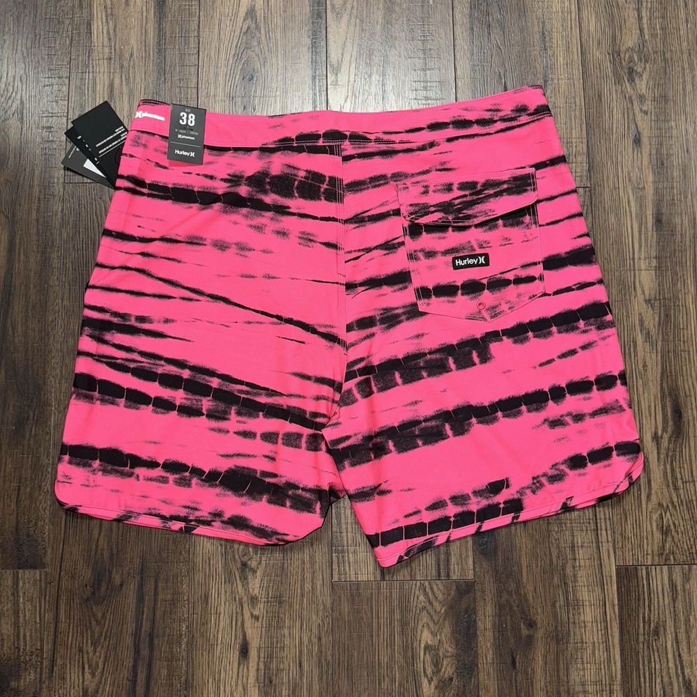 HURLEY Phantom 18" Board Shorts Men Size 38 Stretch Pink Black Swim Trunks NWT - Picture 2 of 7